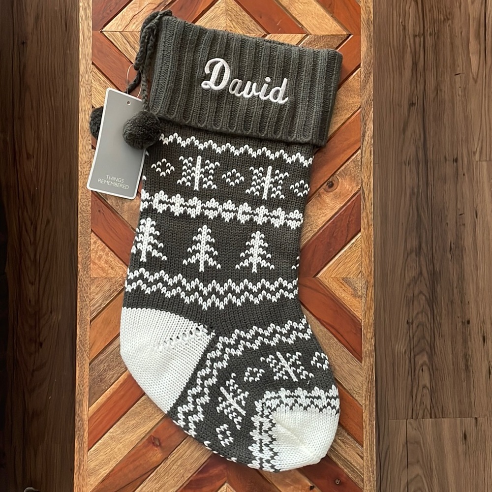 “David” embroidered Christmas stocking